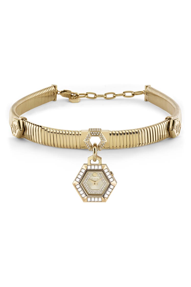 $nake Hexagon Pendant Necklace Watch, 28mm, Main, color, GOLD