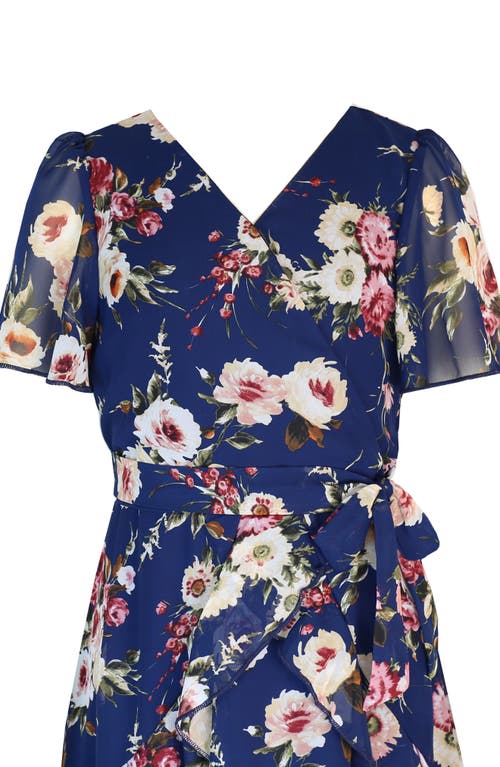 Zunie Kids' Chiffon Faux Wrap Dress In Blue