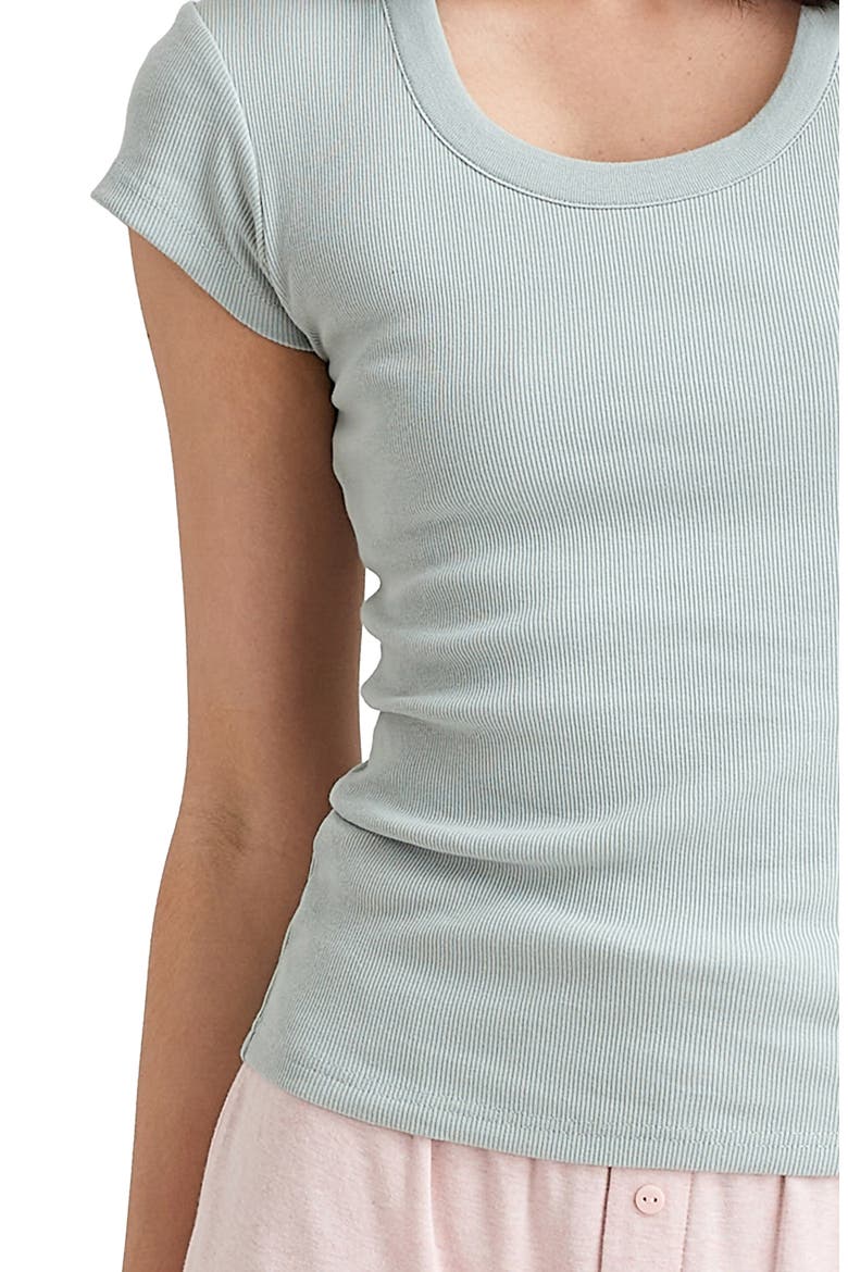 Milla Ribbed Shelf Bra T-Shirt, Alternate, color, LIGHT MOSS