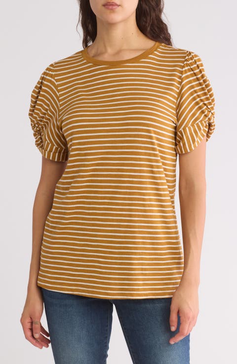 Stripe Twist Sleeve T-Shirt