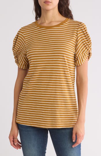 CASLON CASLON® STRIPE TWIST SLEEVE T-SHIRT