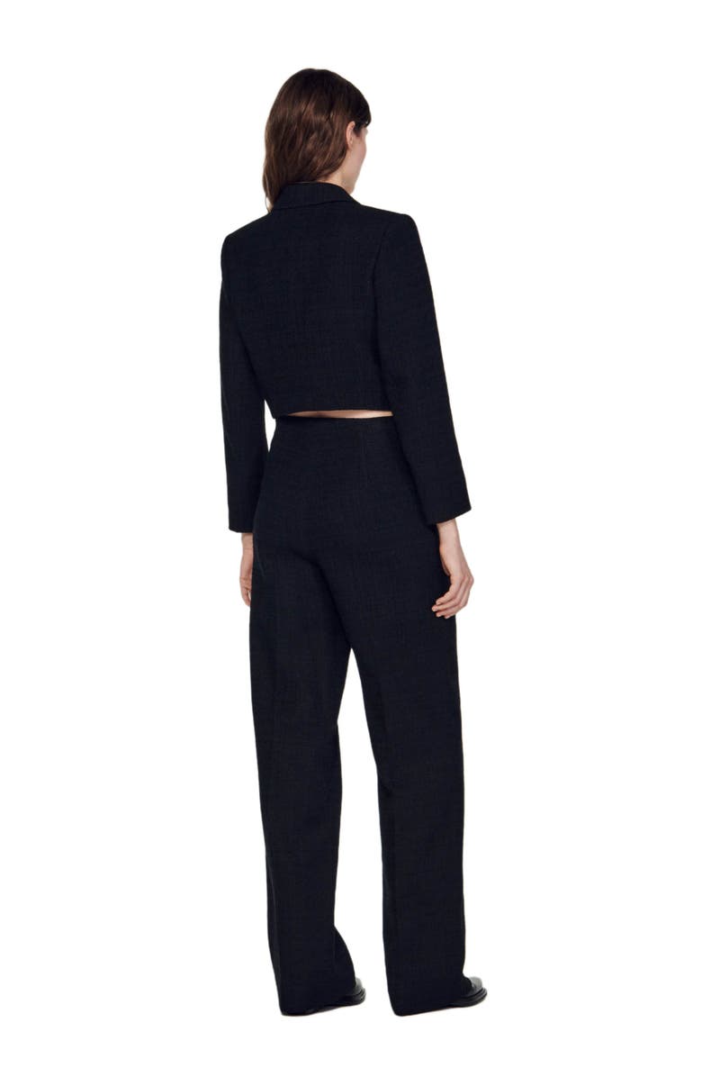 SANDRO Cropped tweed button-up jacket, Alternate, color,