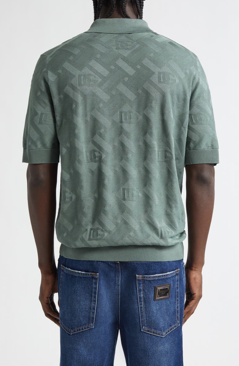 Dolce&Gabbana Jacquard Silk Polo, Alternate, color, Grigio Roccia