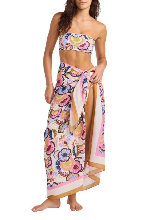 Floral Cotton Sarong Cover-Up