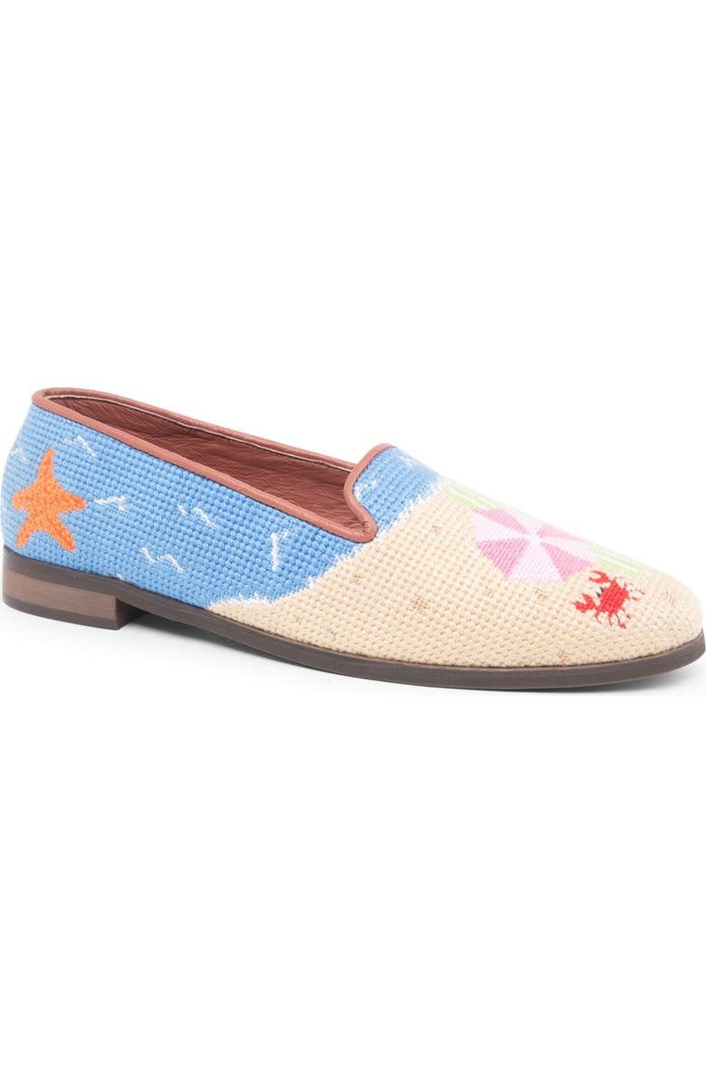 ByPaige Needlepoint Beach Flat, Main, color, Navy Sand