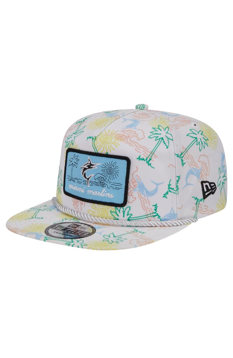 New Era Men's New Era White Miami Marlins Islander Golfer Snapback Hat, Main, color, 