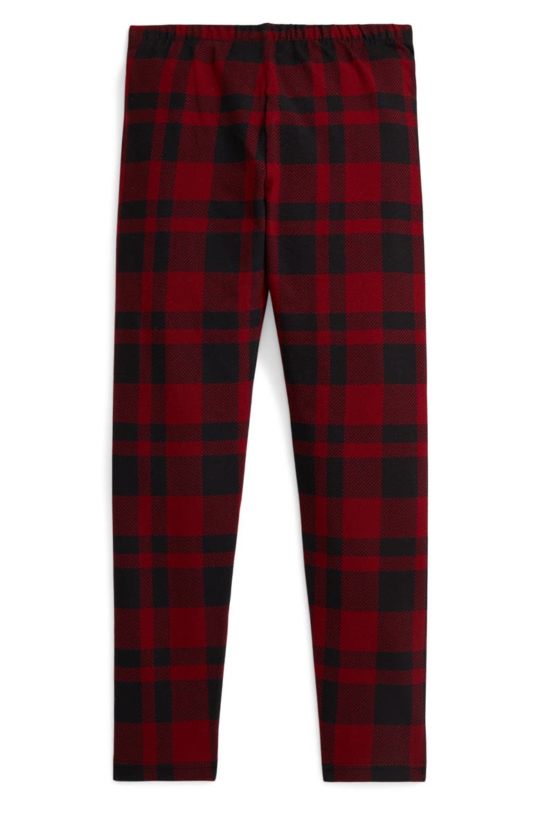 Polo Ralph Lauren Plaid Stretch Jersey Leggings, Alternate, color, Edged Overcheck Holiday Red