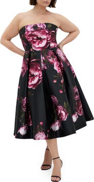City Chic Tiffany Bloom Strapless Cocktail Dress