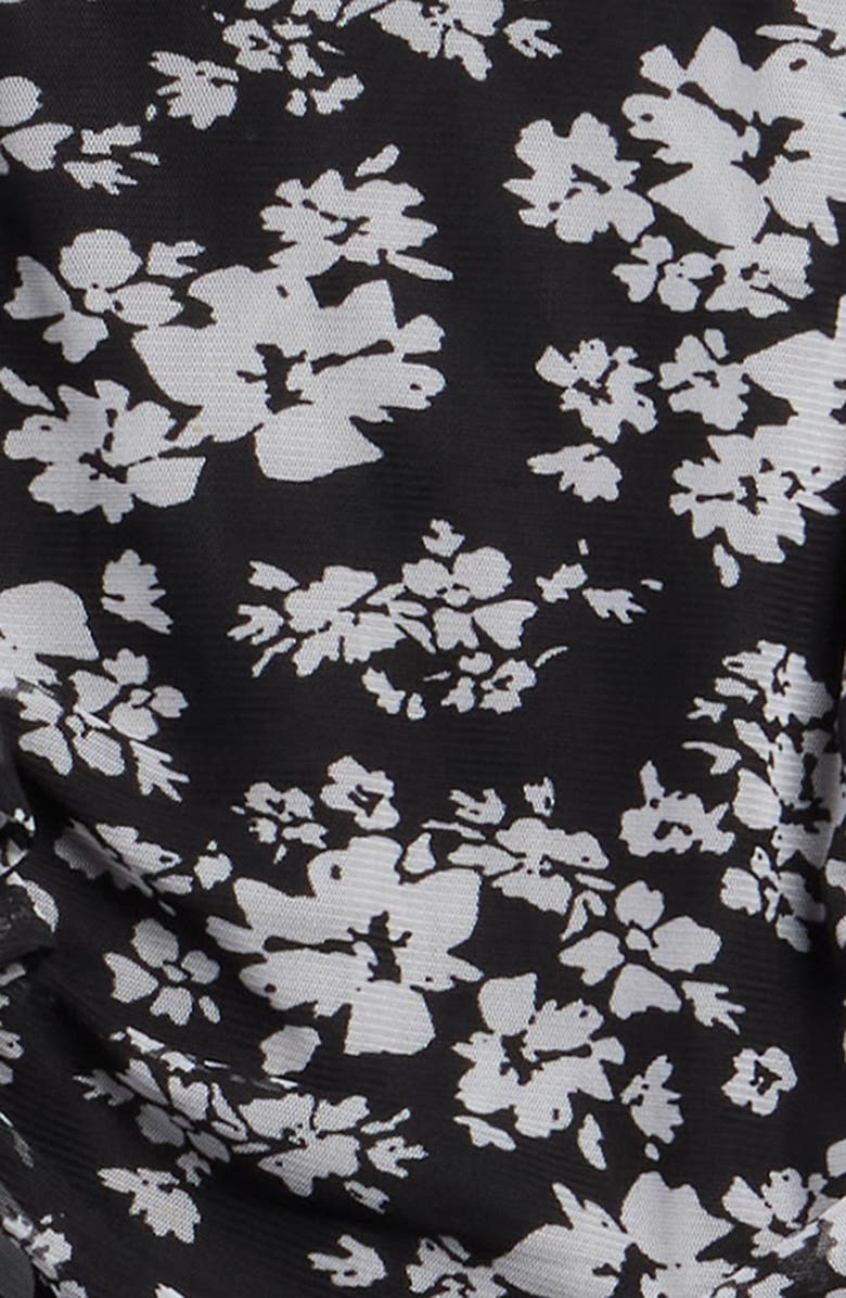 LOVE, NICKIE LEW Kids' Asymmetric Ruffle Stretch Mesh Party Dress, Alternate, color, Black/ Ivory