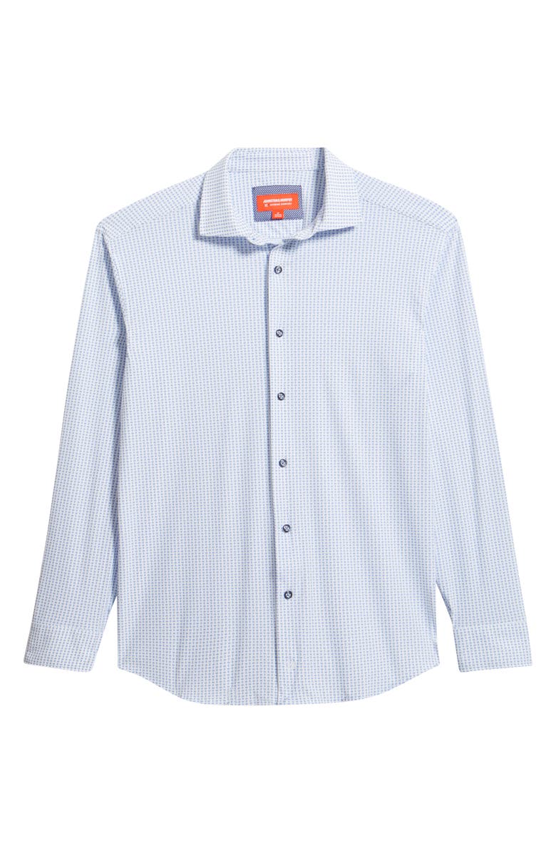Johnston & Murphy XC Motion Performance Knit Button-Up Shirt, Main, color, White/ Blue Diamond