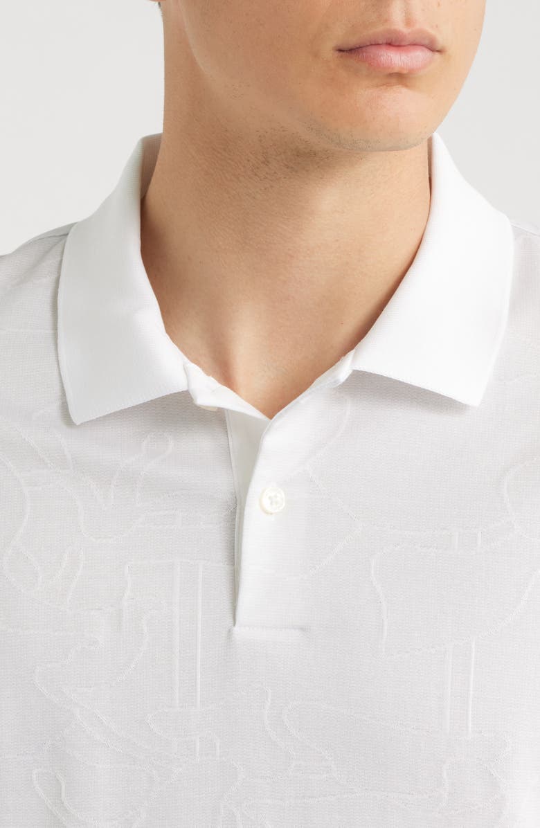 BOSS Parlay Floral Jacquard Cotton Polo, Alternate, color, White