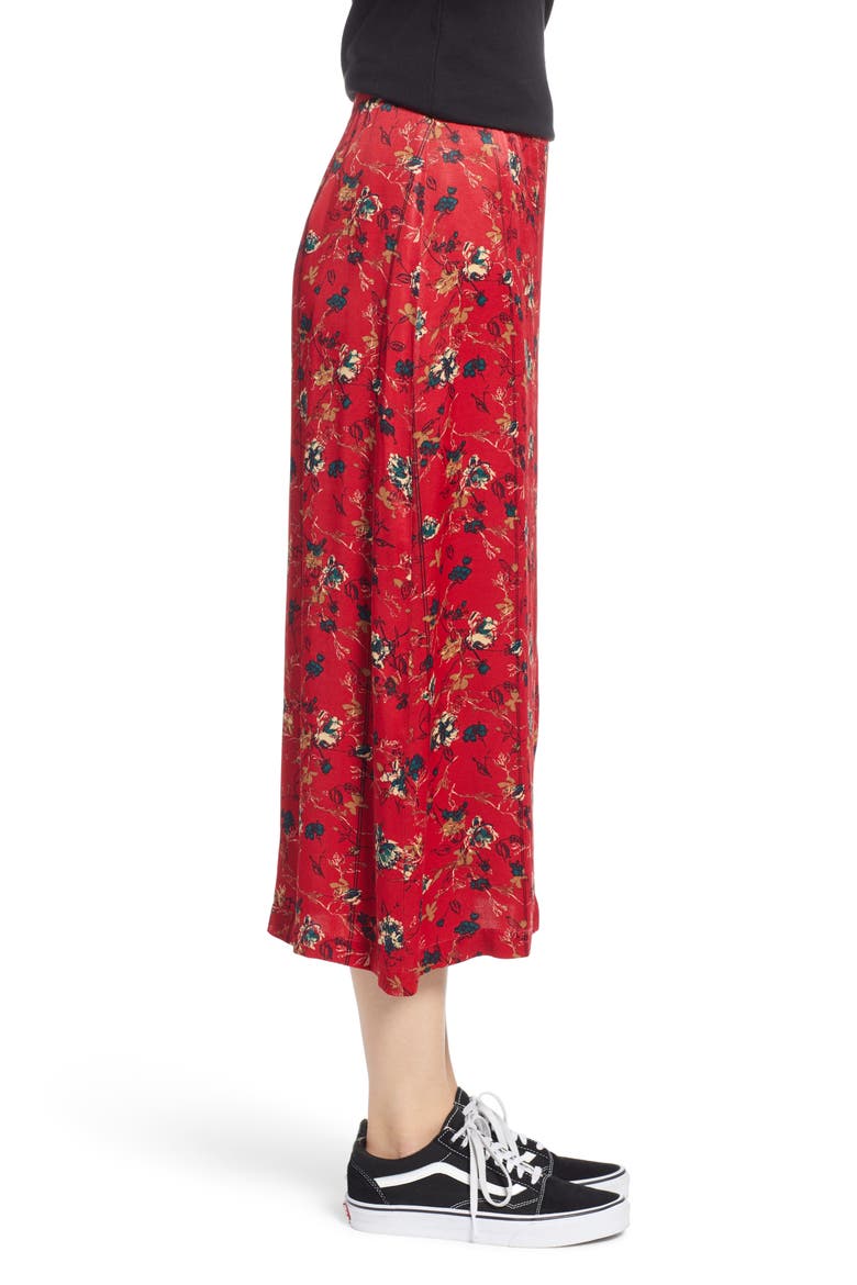 Floral Midi Skirt, Alternate, color, RED CHILI WINDY FLORAL