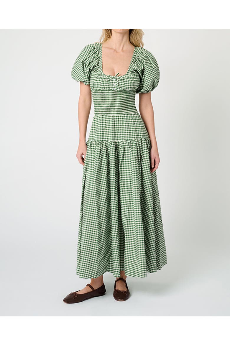 Smocked Waist Midi Dress, Main, color, FERN MULTI