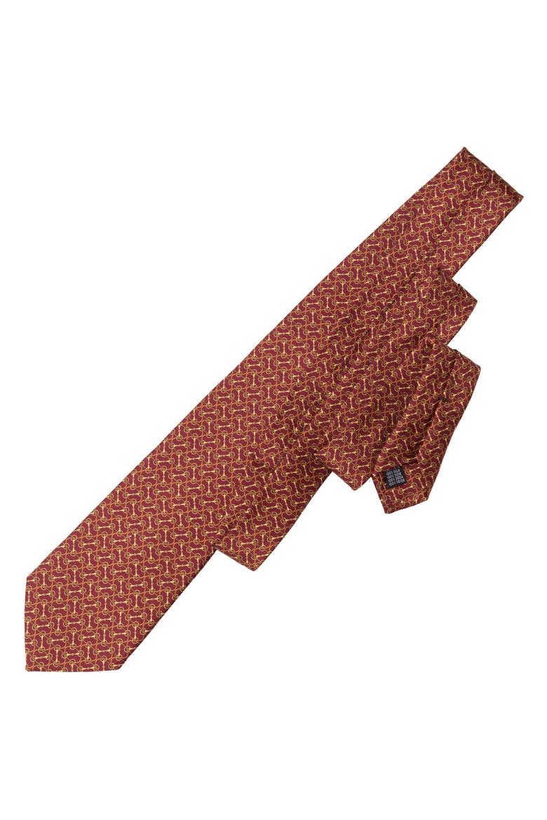 Palio - Printed Silk Tie for Men, Alternate, color, Burgundy