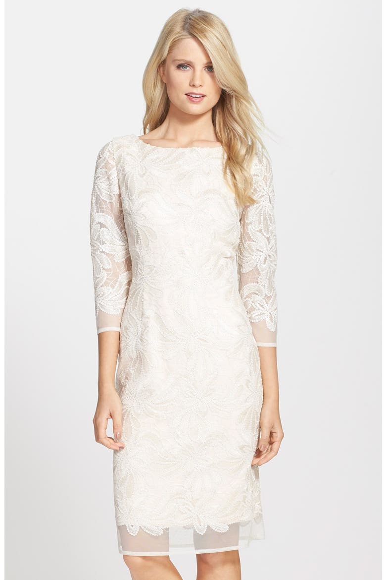 Embroidered Sequin Midi Dress, Main, color, IVORY