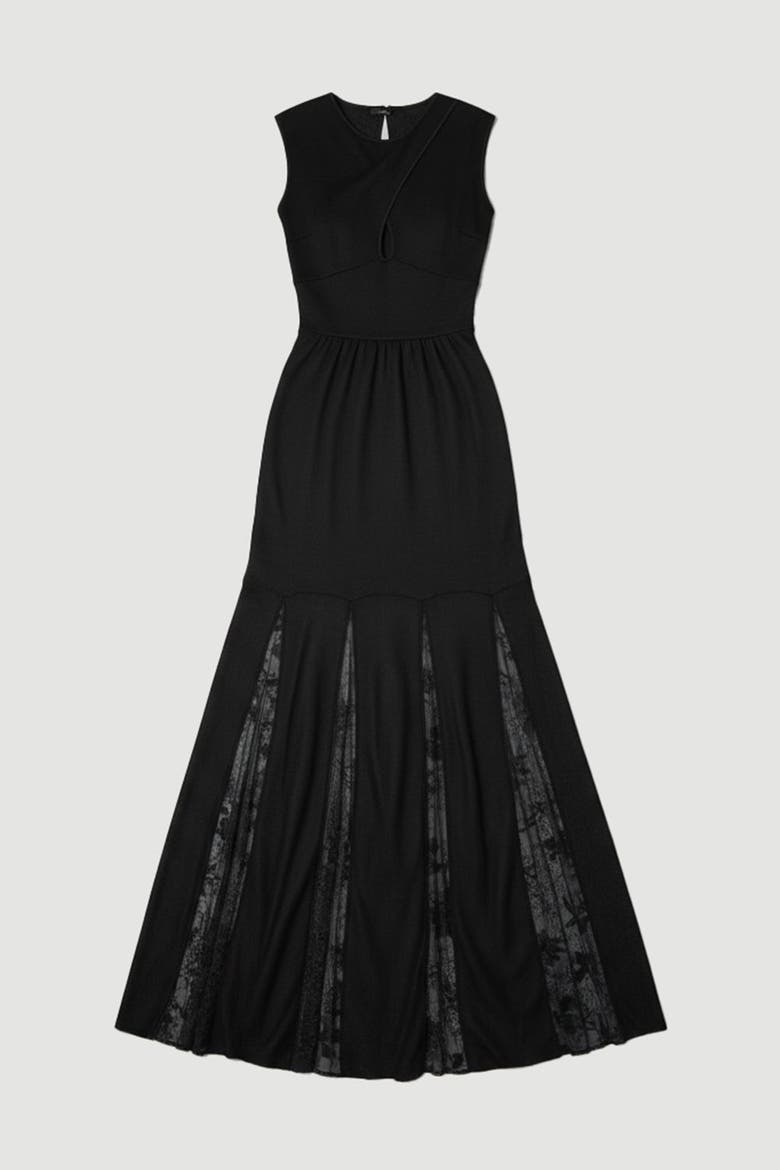 Slinky Lace Knit Maxi Dress, Alternate, color, Black