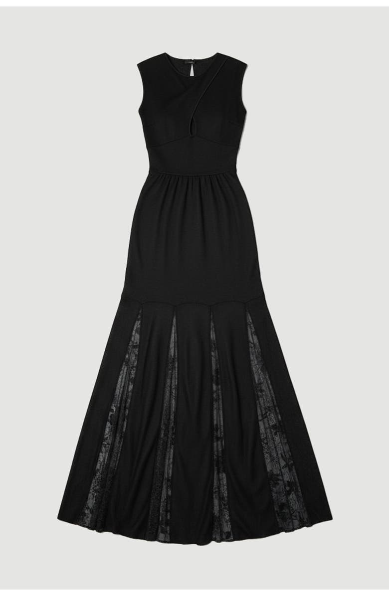 Karen Millen Slinky Lace Knit Maxi Dress, Alternate, color, Black