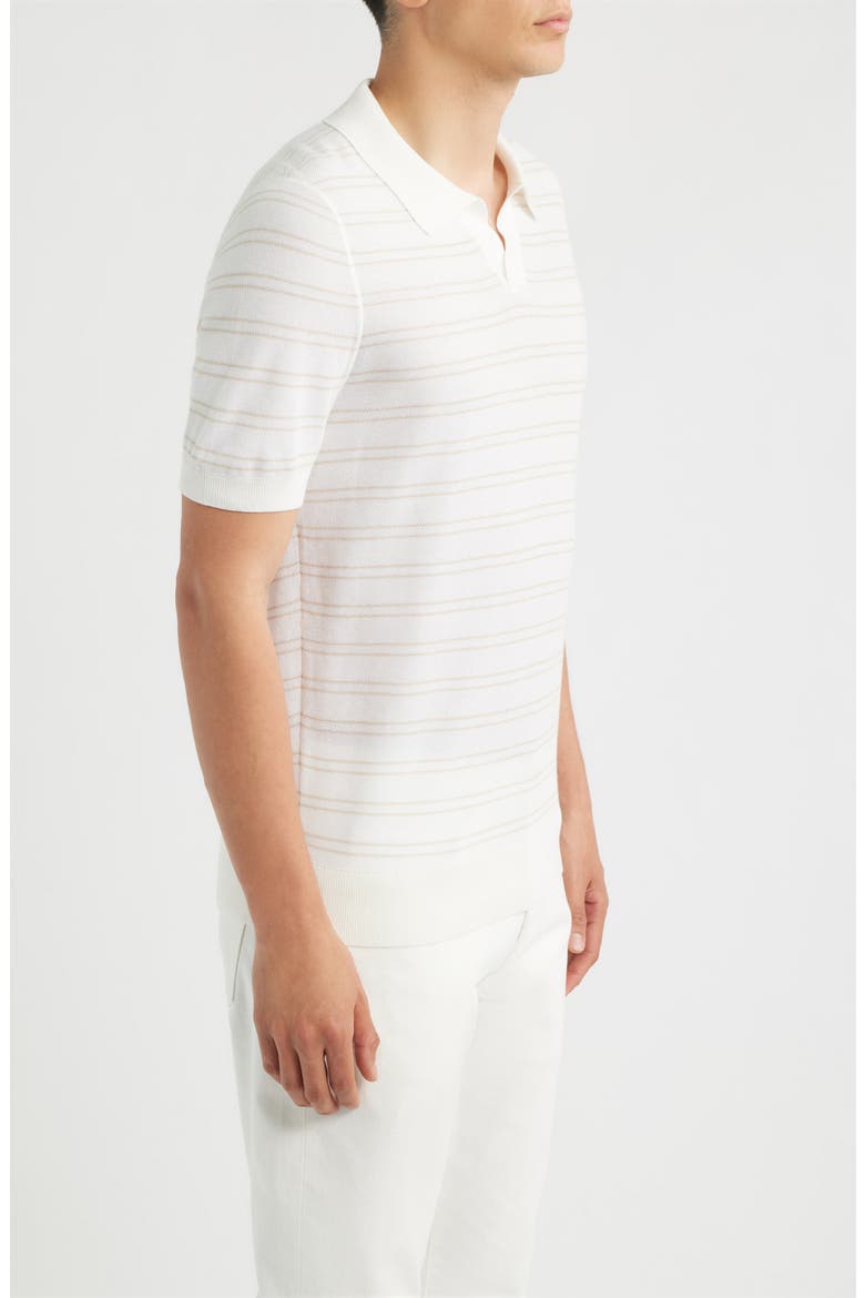 H-Narciso Stripe Johnny Collar Polo, Alternate, color, WHITE