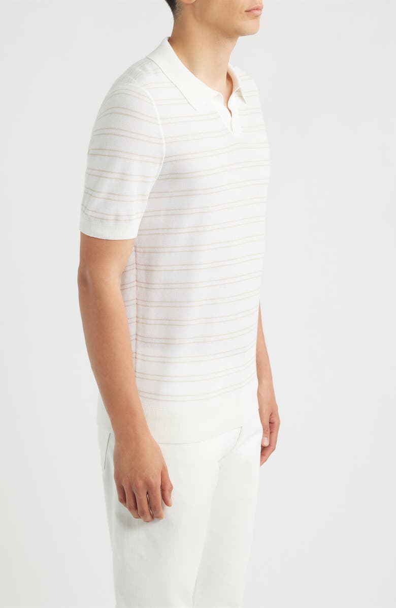 BOSS H-Narciso Stripe Johnny Collar Polo, Alternate, color, White