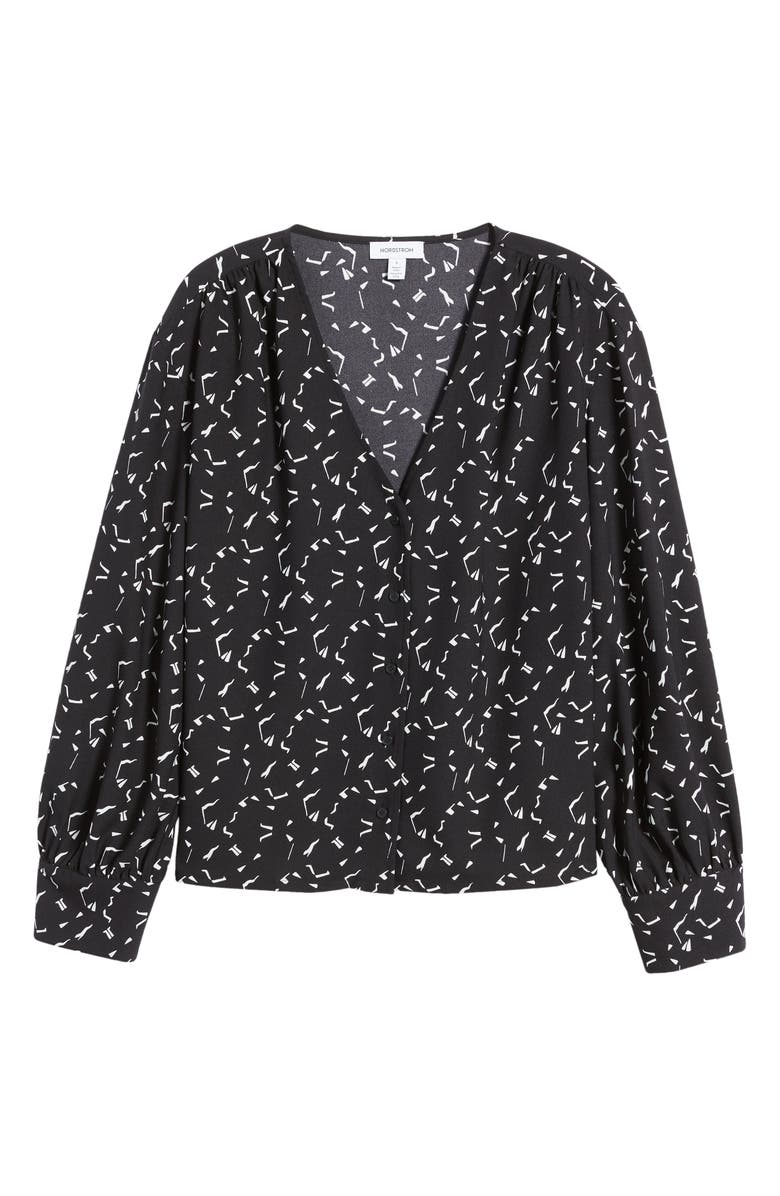 Nordstrom Print V-Neck Blouse, Alternate, color,