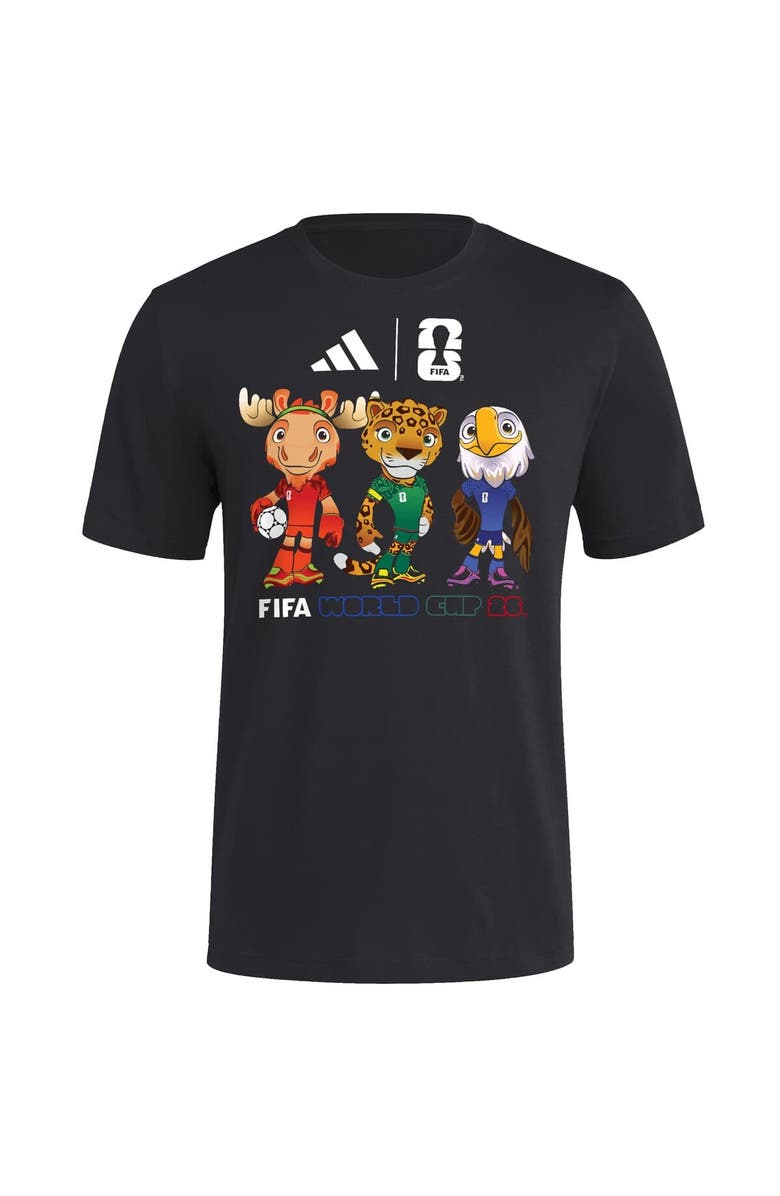 adidas Men's adidas Black FIFA World Cup Gear 2026 FIFA World Cup Mascot T-Shirt, Main, color, Black