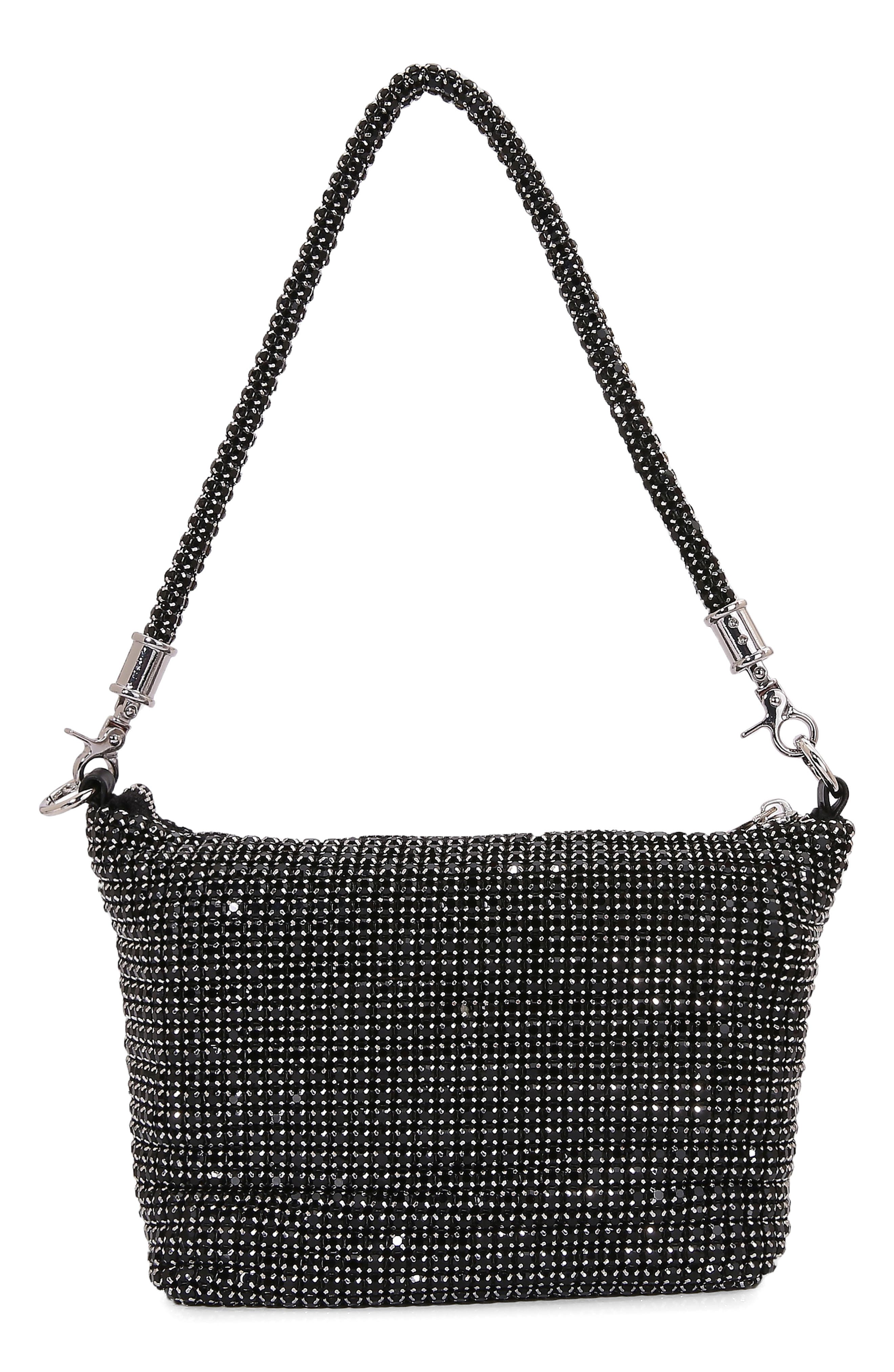 BERNESS Rhinestone Shoulder Bag, Alternate, color, Black
