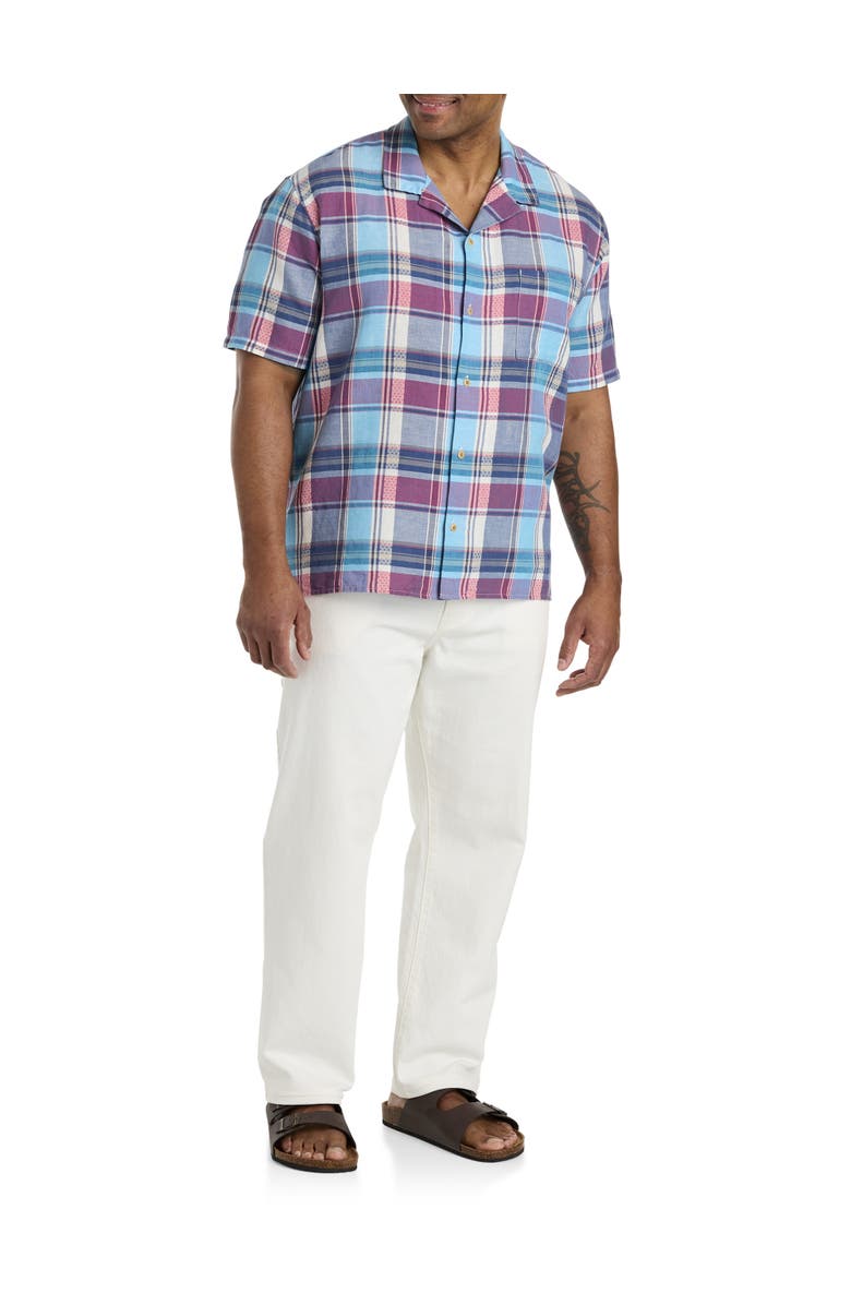 Lucky Brand Jeans Plaid Linen Sport Shirt, Alternate, color, Red/Blue