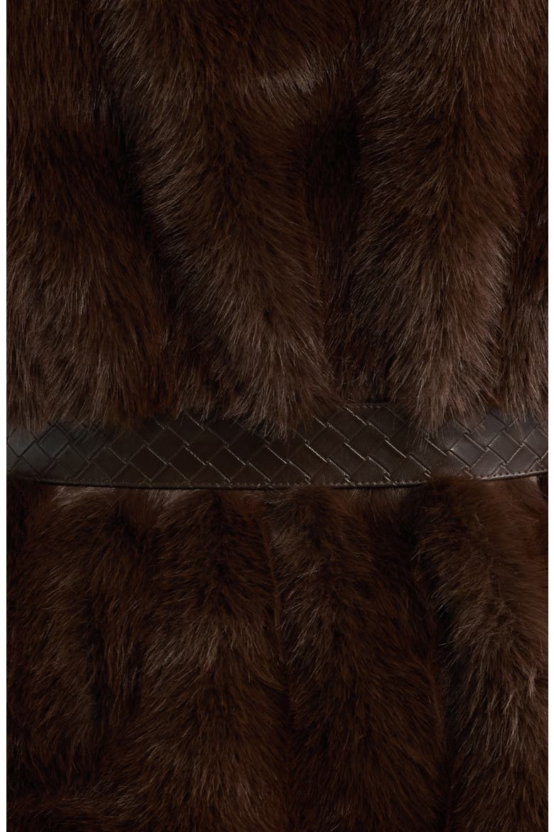 Belted Faux Fur Vest, Alternate, color, ESPRESSO