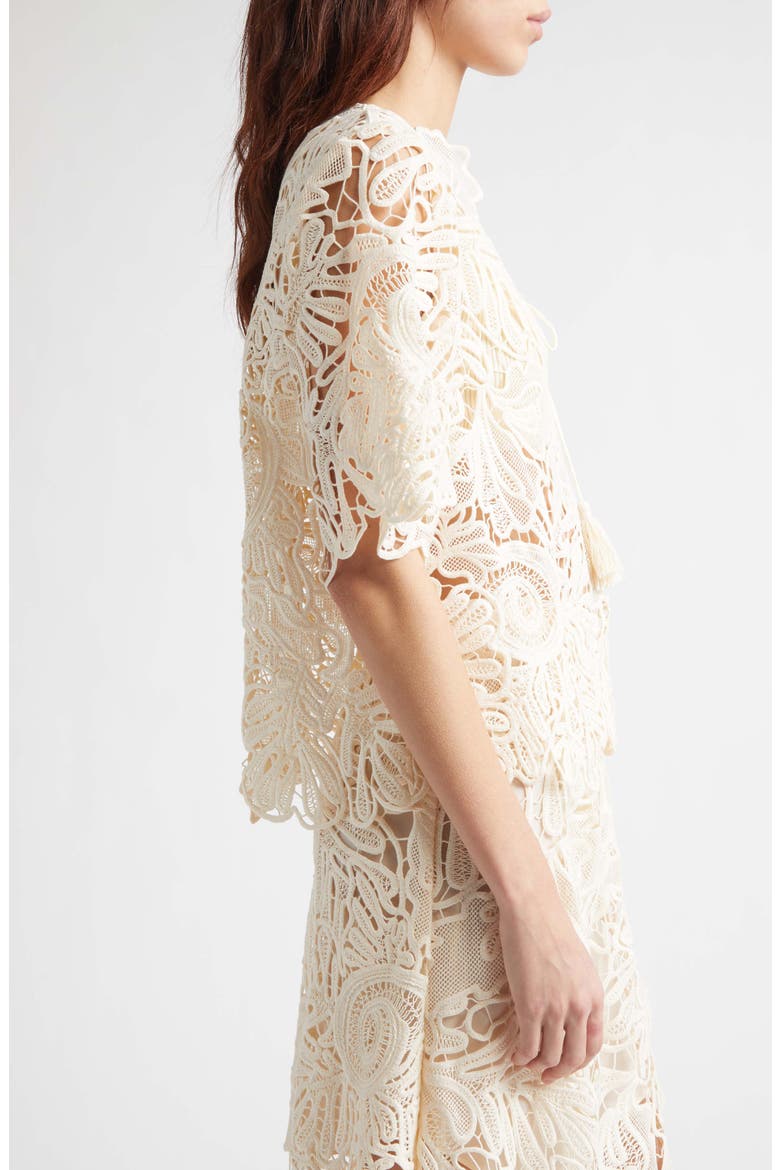 Dua Sheer Lace Top, Alternate, color, CHALK