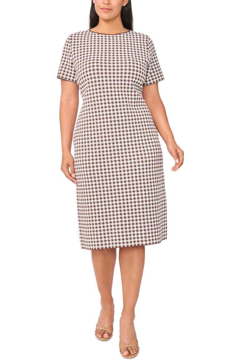 Gingham Boat Neck Midi Dress, Main, color, CHOCOLATE FUDGE