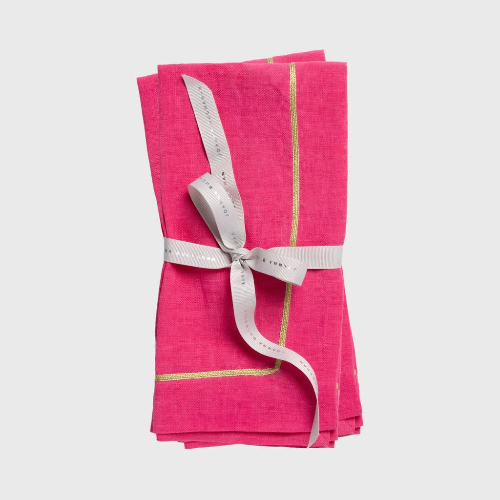 Joanna Buchanan Gold Trim Linen Dinner Napkins