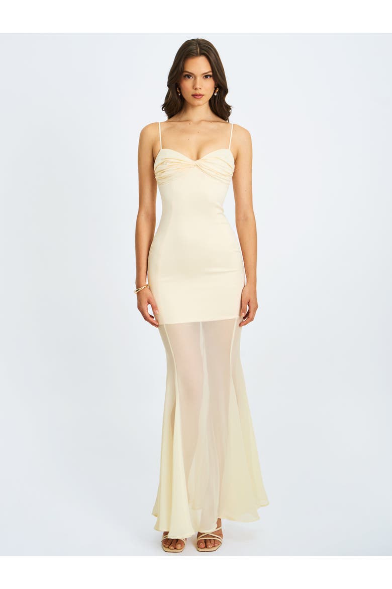 Zayne Ruch Breast Chiffon Mermaid Maxi Dress, Alternate, color, Butter Yellow