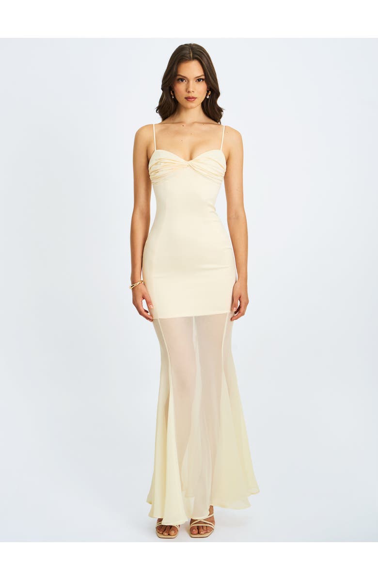 Miss Circle Zayne Ruch Breast Chiffon Mermaid Maxi Dress, Alternate, color, Butter Yellow