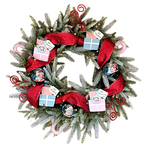 Disney® Mickey and Minnie Mouse 26" Flocked Pre-Lit Christmas Wreath