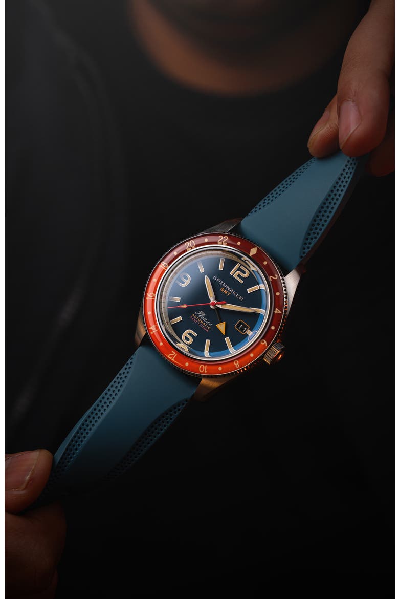 Fleuss GMT Automatic Bracelet Watch, 43mm, Alternate, color, BLUE