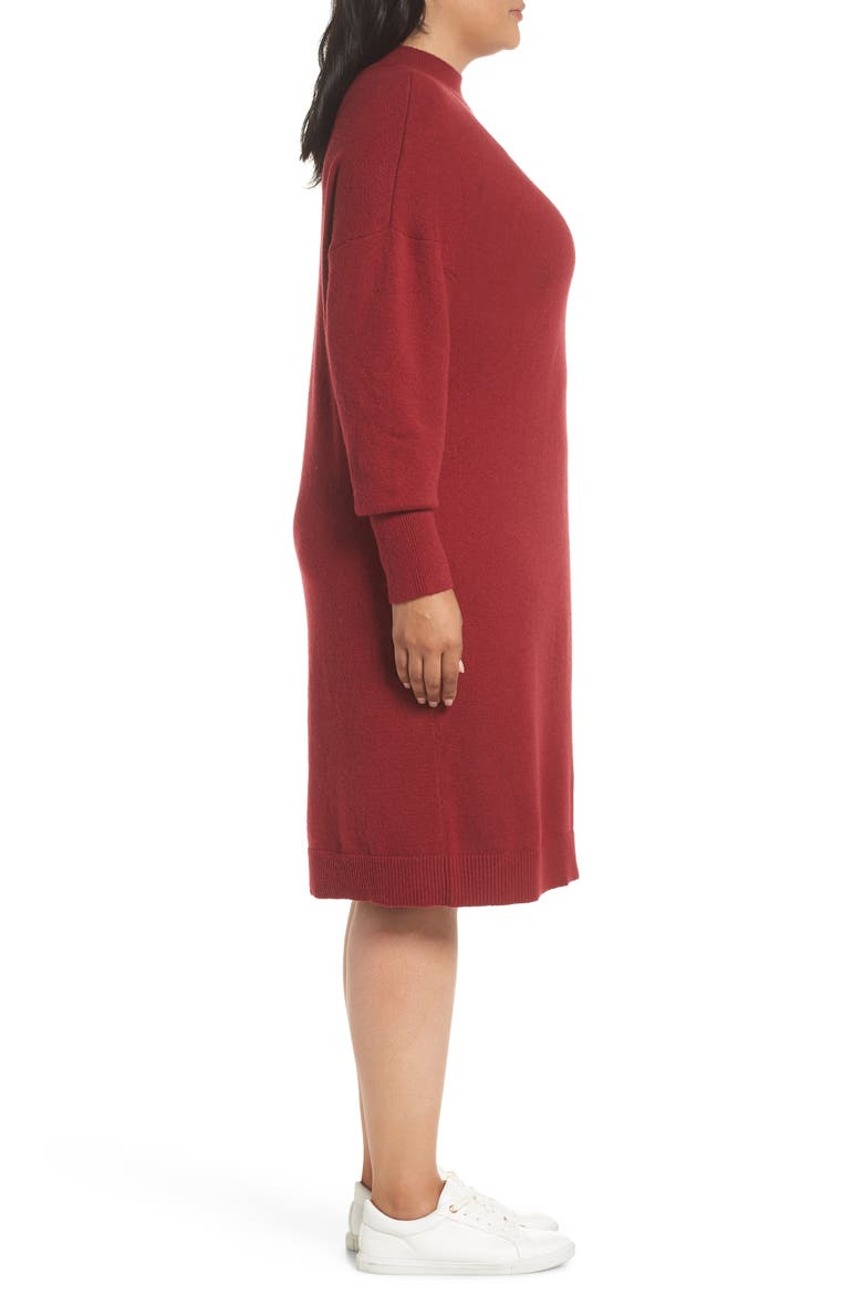 Mock Neck Sweater Dress, Alternate, color, RED TIBETAN