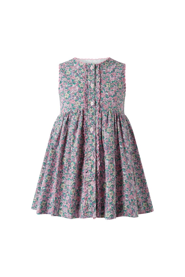 Scalloped Floral Button-Front Dress, Main, color, Pink