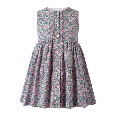 Scalloped Floral Button-Front Dress (Toddler, Little Kid, Big Kid)