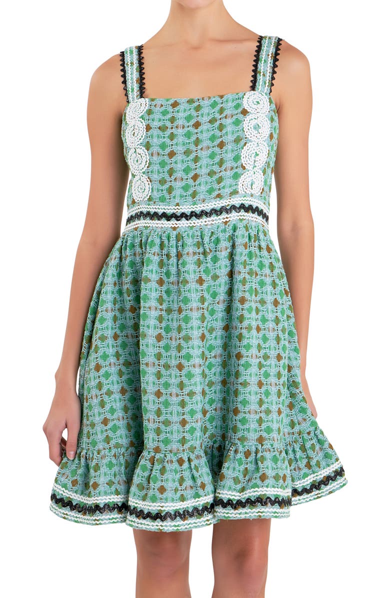 English Factory Square Neck Bouclé Minidress, Alternate, color, 