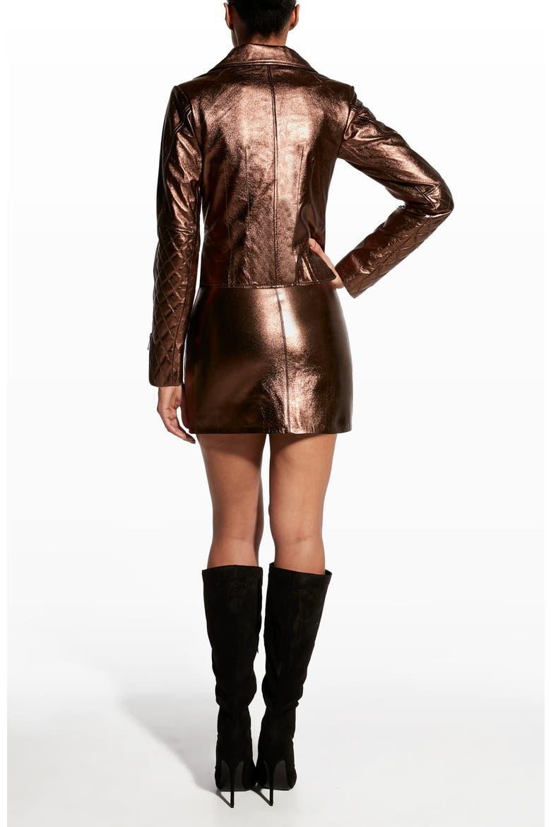 Elodie Upcycled Leather Skirt, Alternate, color, Bronze