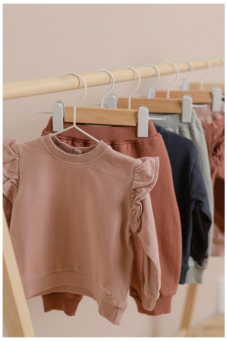 Organic Cotton French Terry Ruffle Sweatshirt, Alternate, color, SOFT PEONY