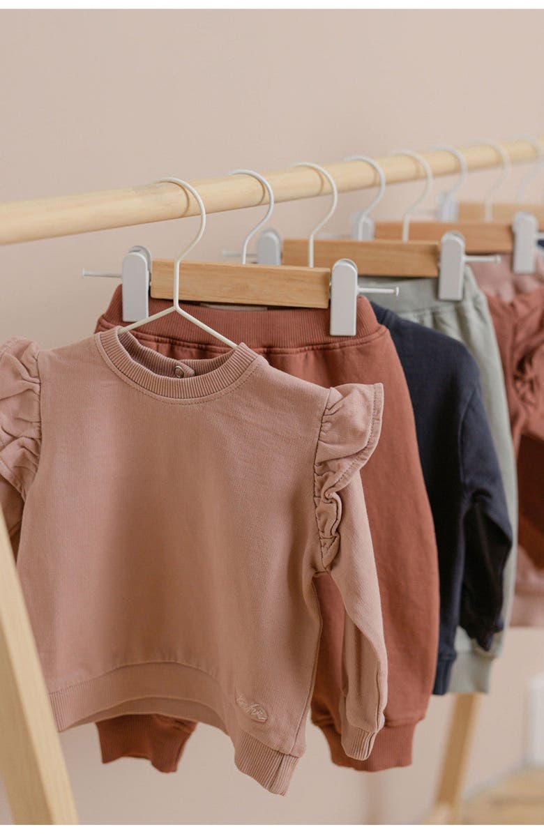 Pehr Organic Cotton French Terry Ruffle Sweatshirt, Alternate, color, Soft Peony