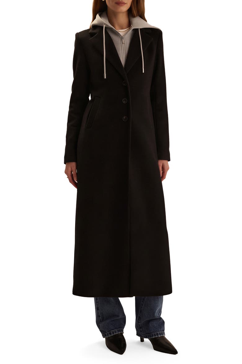 The Sport Wool Blend Coat with Hoodie Insert, Main, color, BLACK