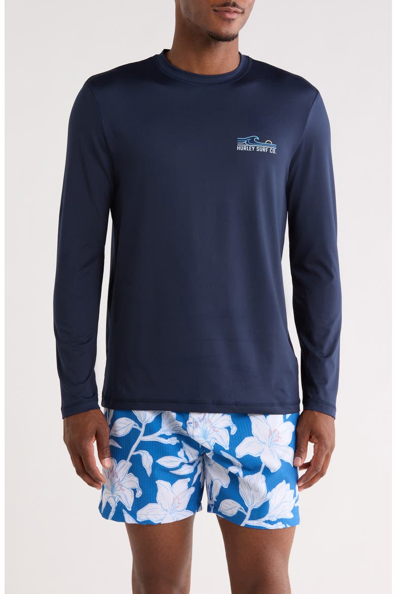 Waves UPF 50+ Long Sleeve Sunshirt, Main, color, NAVY