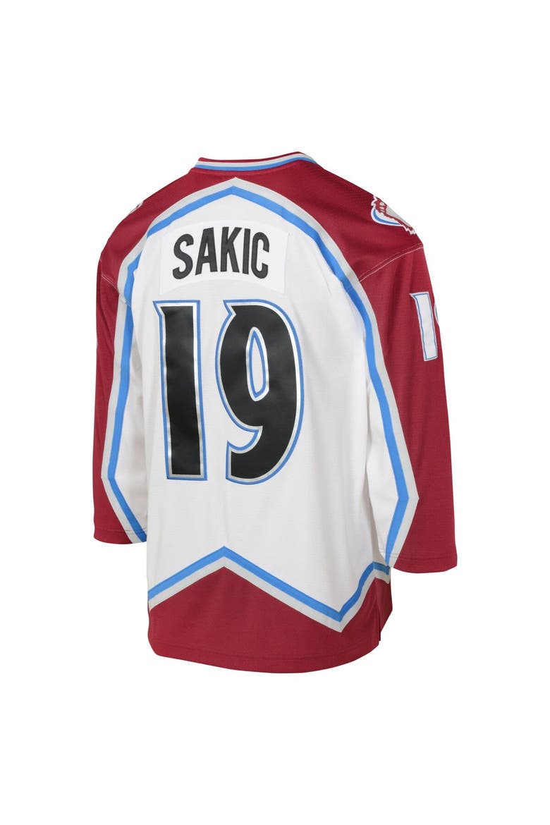Youth Mitchell & Ness Joe Sakic White Colorado Avalanche 2000 Blue Line Player Jersey, Alternate, color, White