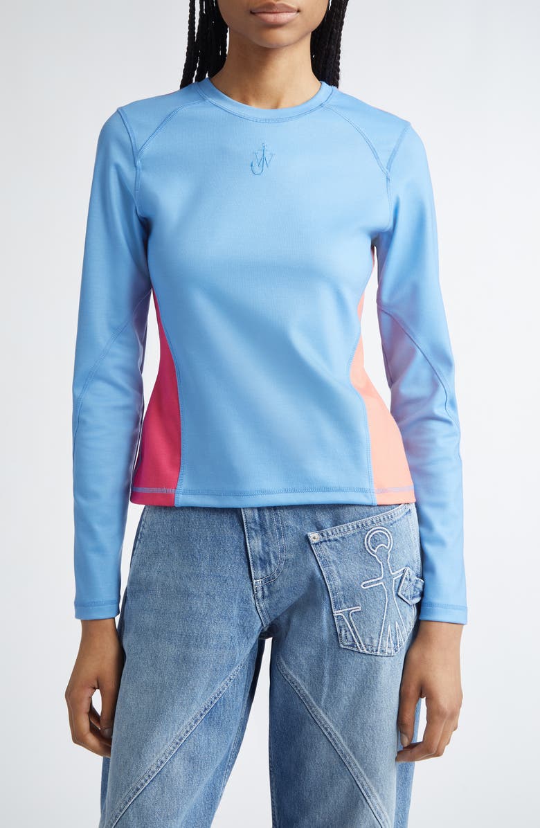JW Anderson Panelled Colorblock Anchor Embroidered Top, Main, color, 