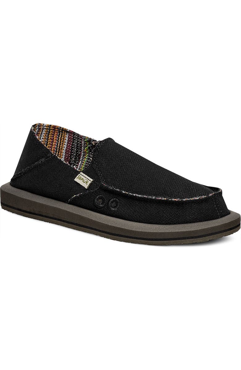 Sanuk Donna Convertible Hemp Slip-On Shoe, Main, color, Blk