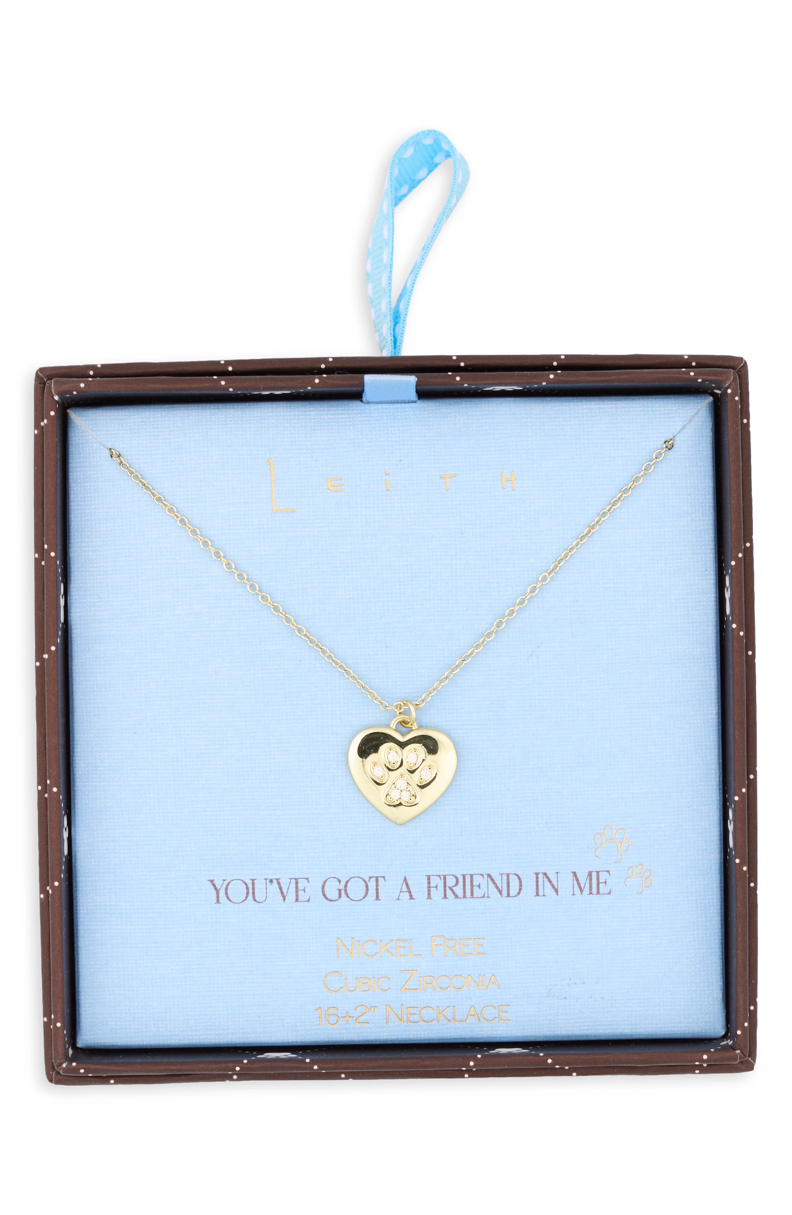 Paw Print Heart Pendant Necklace