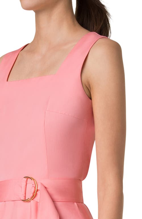 Akris Punto Belted Square Neck Cotton Fit & Flare Dress In 261 Pink