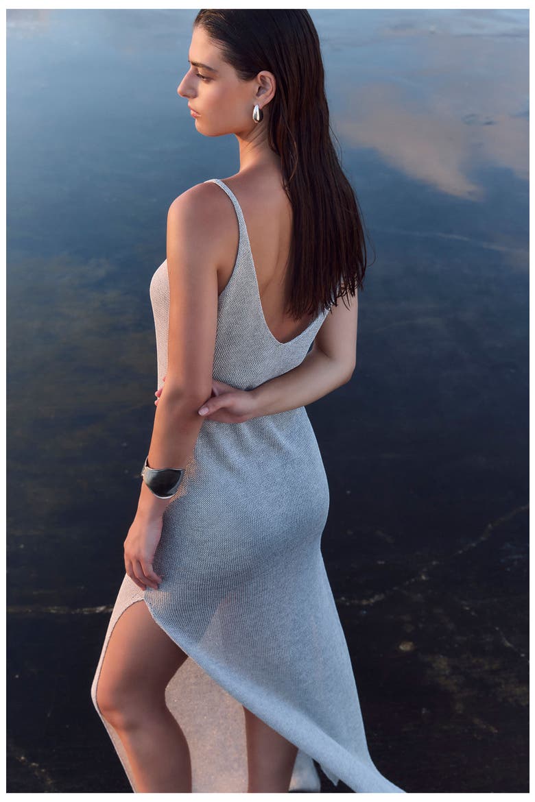 Solar Shimmer Knit Dress Cover-Up, Alternate, color, Grey-Silver